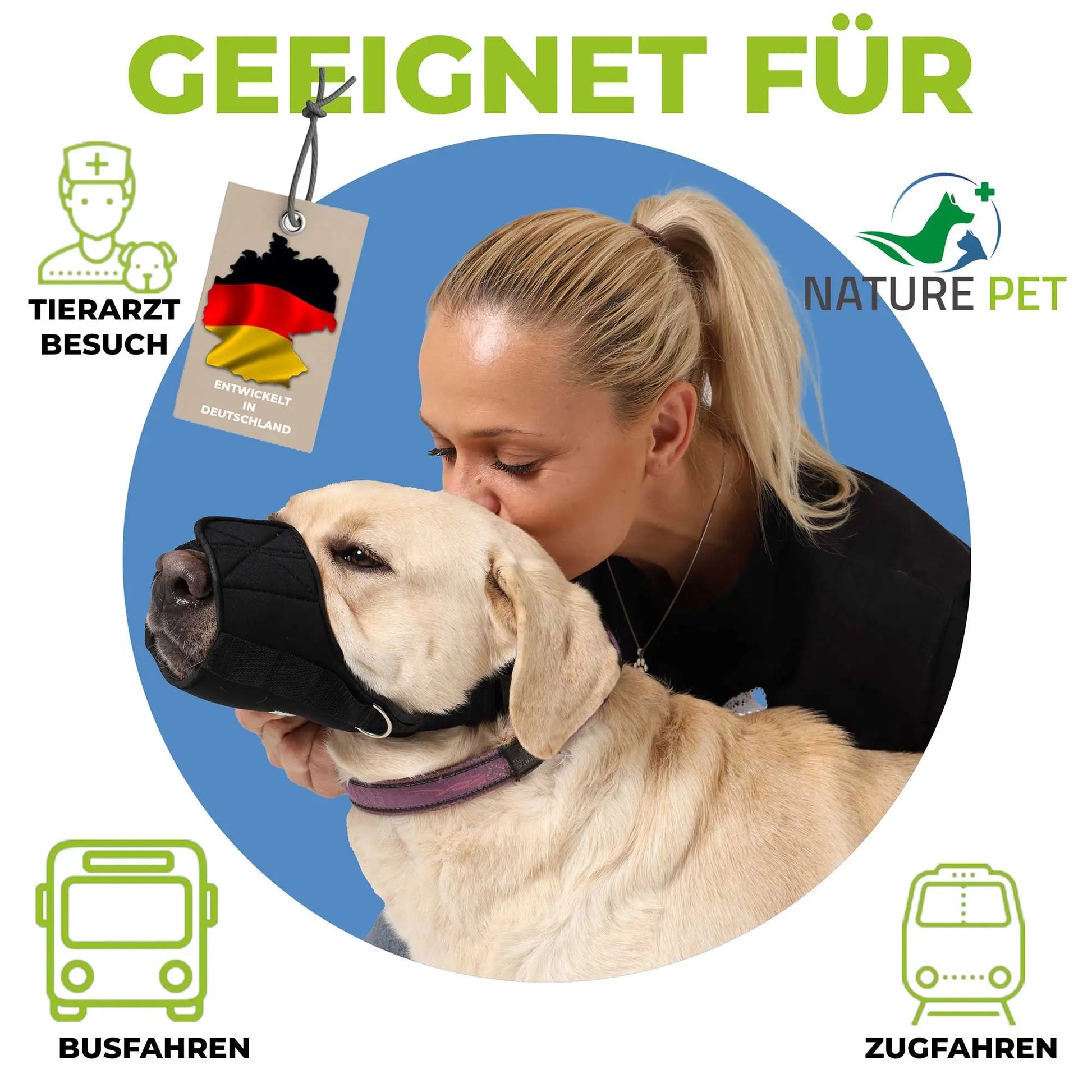 Softmaulkorb für Hunde aus Neopren | Weicher Maulkorb mit Klett – Nature Pet Nature Pet