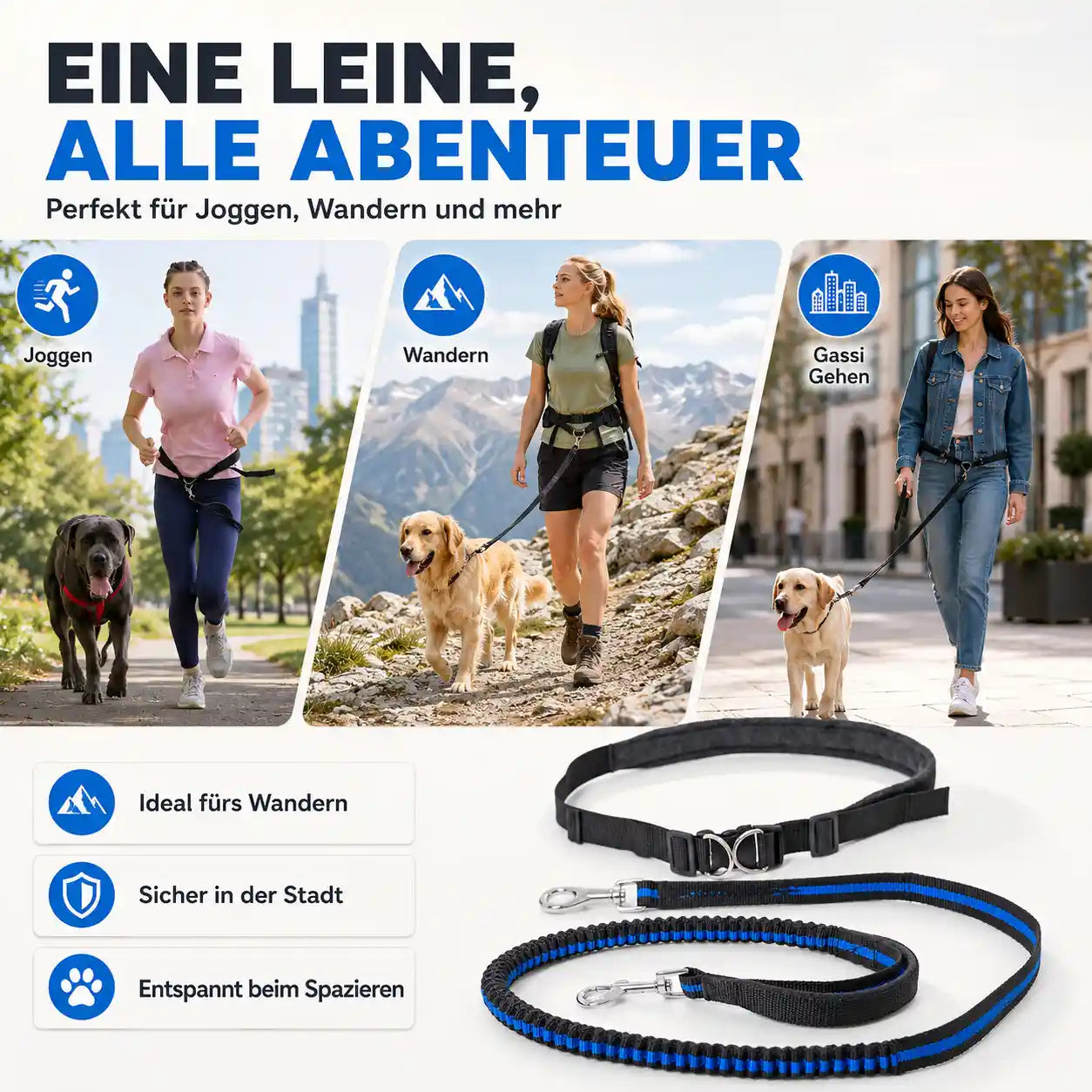 Freihand Joggingleine für Hunde
