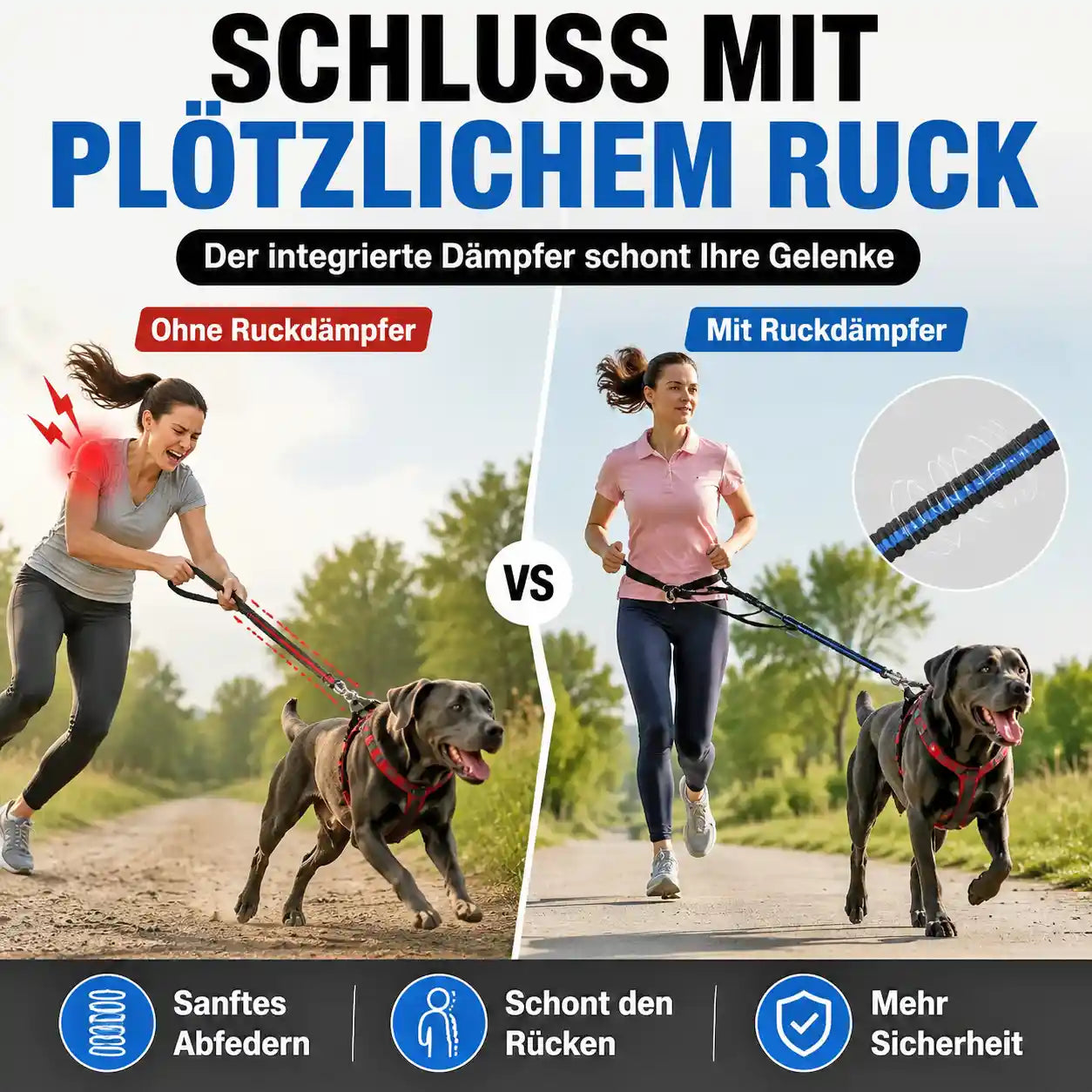 Freihand Joggingleine für Hunde
